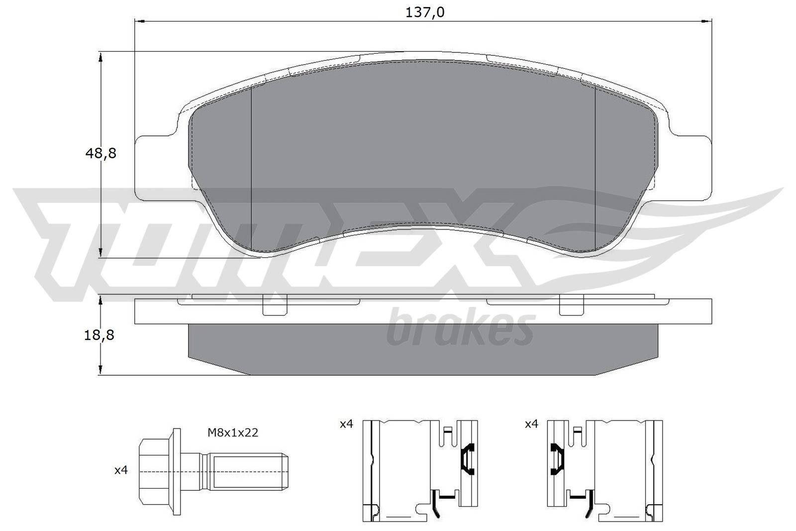Sada brzdových platničiek kotúčovej brzdy TOMEX Brakes